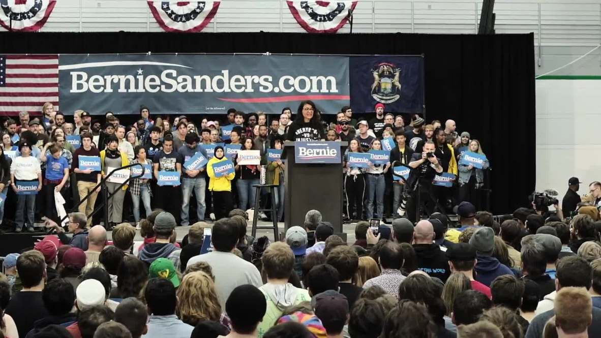 USA: Congresswoman Rashida Tlaib endorses Bernie Sanders for president