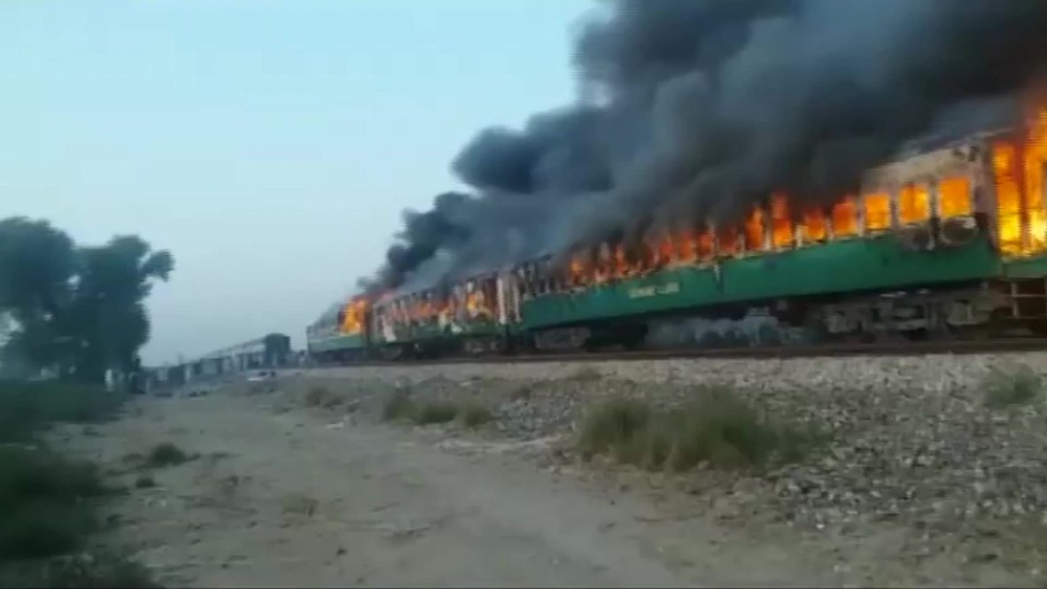 Pakistan: At least 74 killed in train fire after gas canister explosion