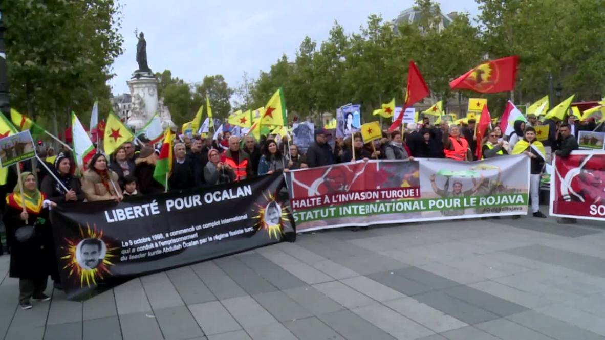 France: Kurdish community in Paris protest Turkish incursion into Syria