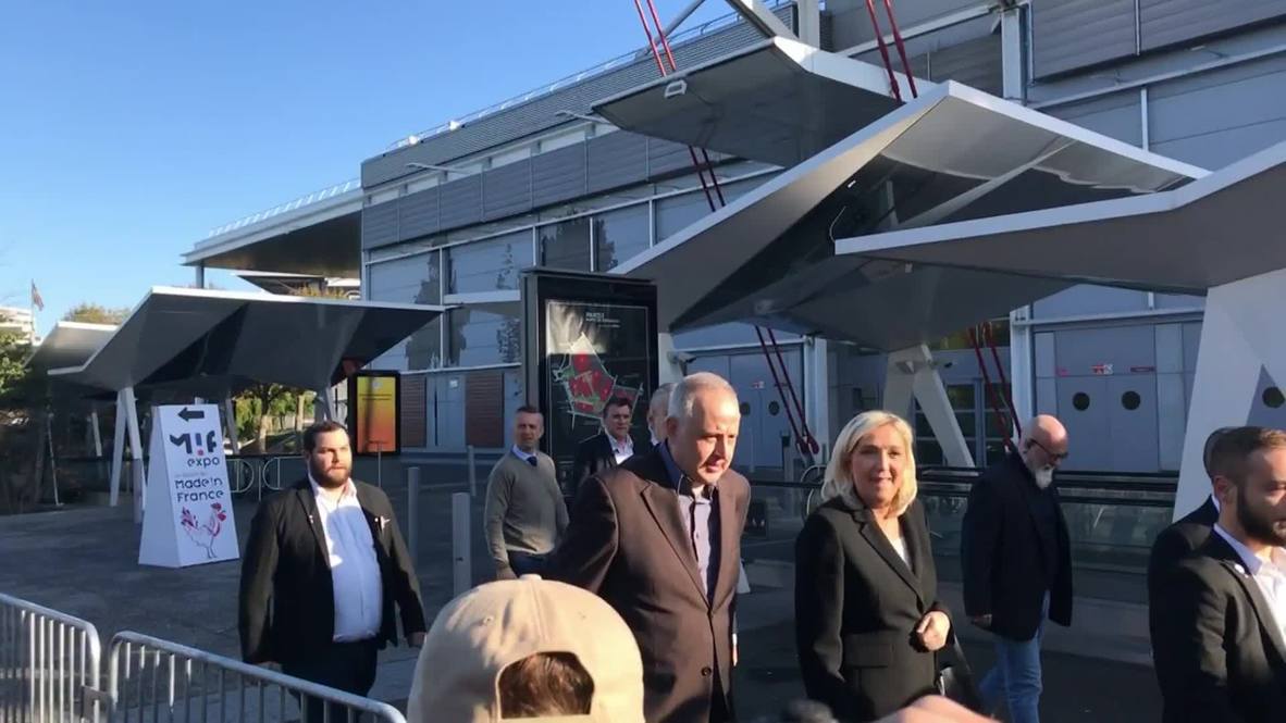 France: Le Pen blasts Macron's pension reform at "Made in France" expo