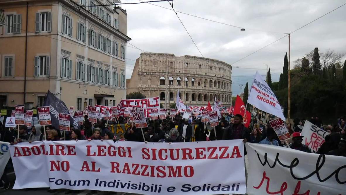 Italy: Scores denounce 'Salvini Decree' immigration law at march in Rome