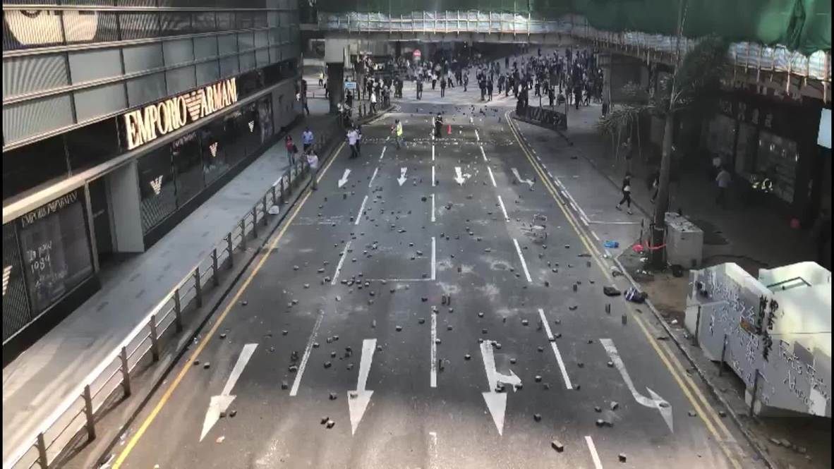 Hong Kong: Protesters disrupt traffic, blockade central road in financial hub