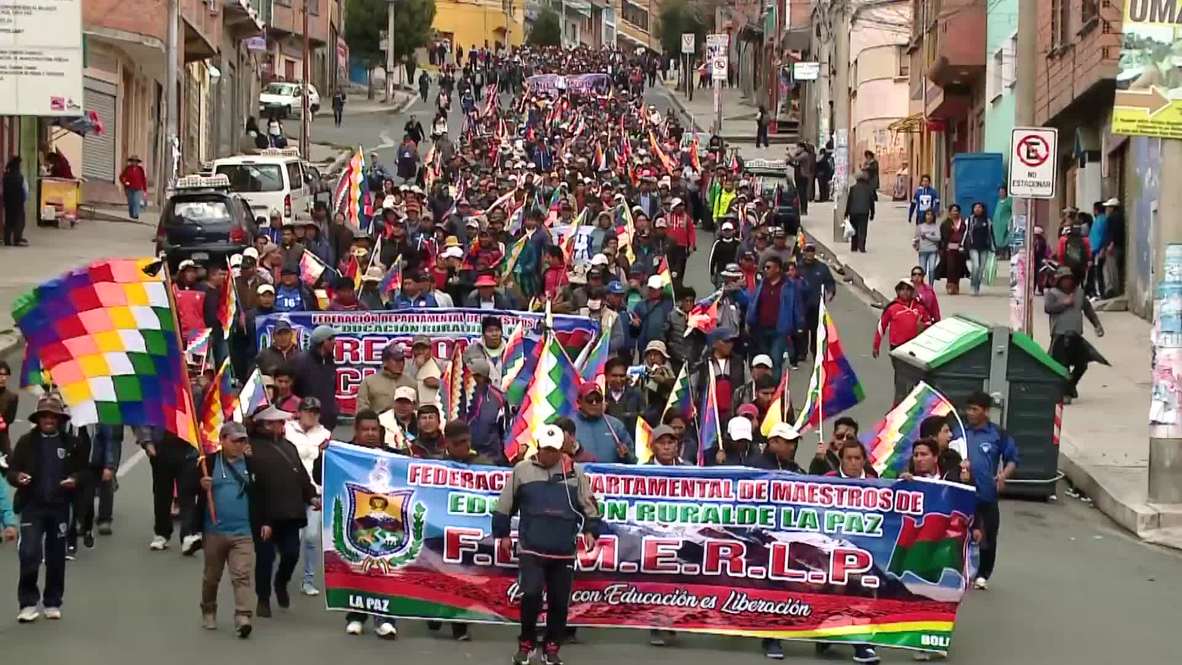 Bolivia: Pro-Morales indigenous people march against interim president Anez in La Paz