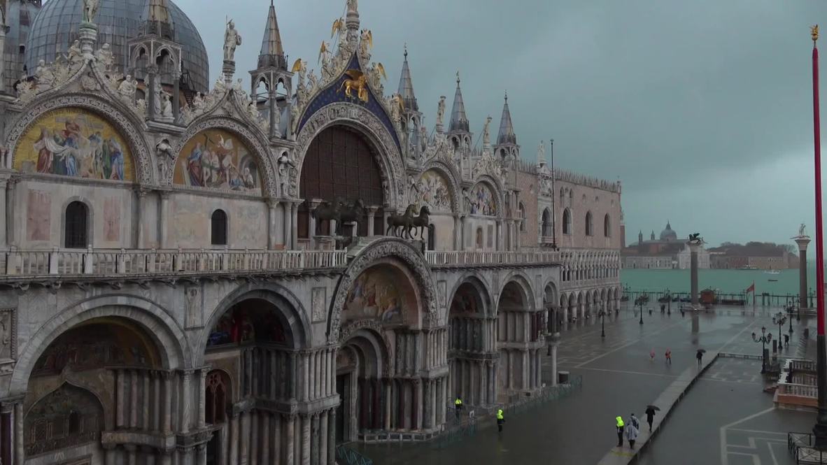 Italia: La Plaza de San Marcos completamente inundada mientras la marea crece de nuevo
