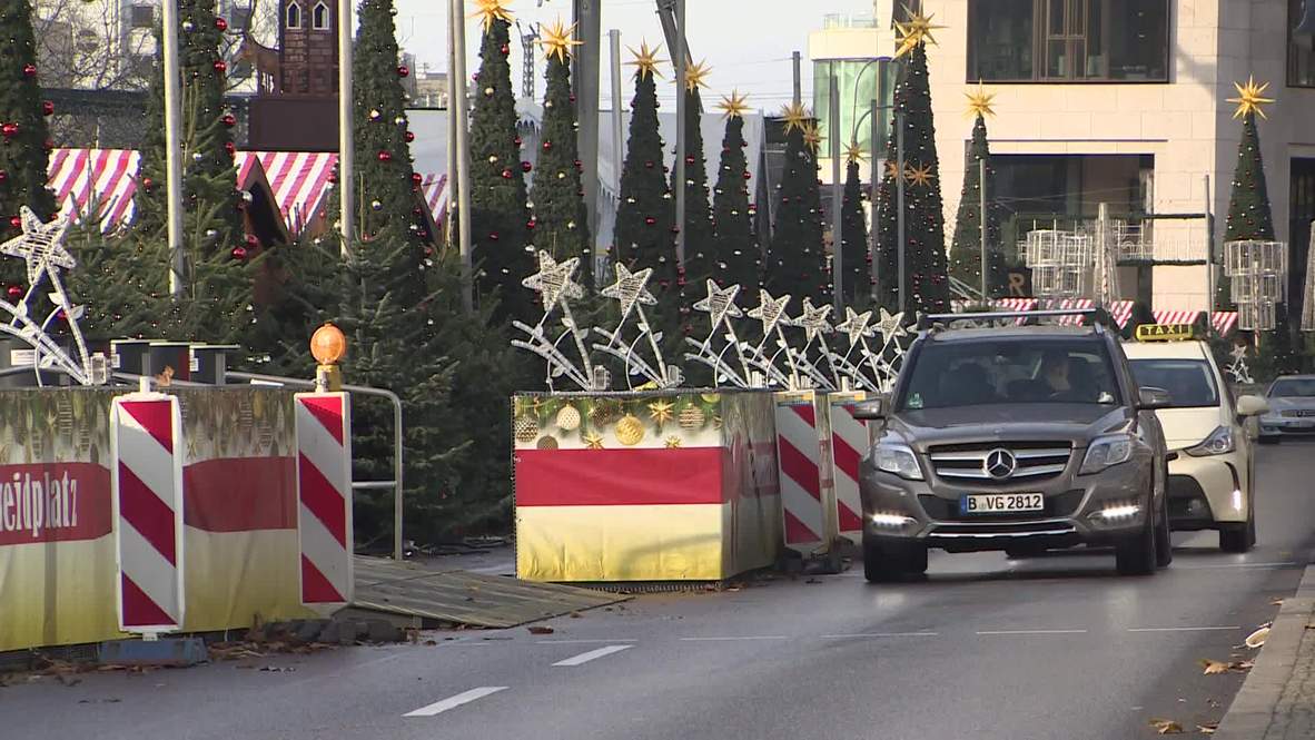Germany: Decorated barriers protect Berlin Breitscheidplatz Christmas market