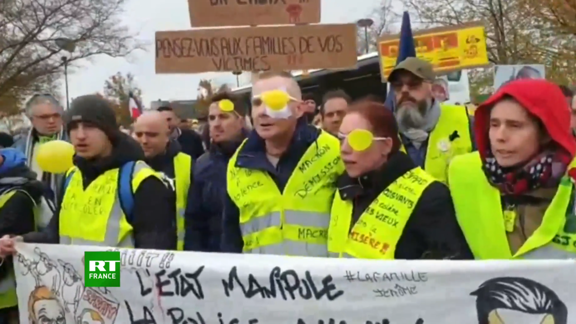 France: Hundreds rally in support of Yellow Vest who lost an eye *PARTNER CONTENT*
