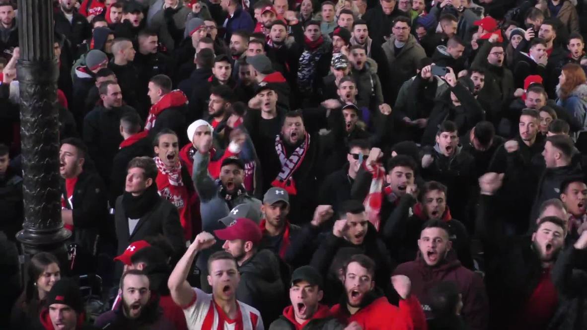 UK: Olympiacos fans rock London ahead of UCL clash against Tottenham