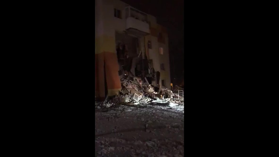 Russia: Terrifying moment wall collapses as gas explosion shakes building in Belgorod region