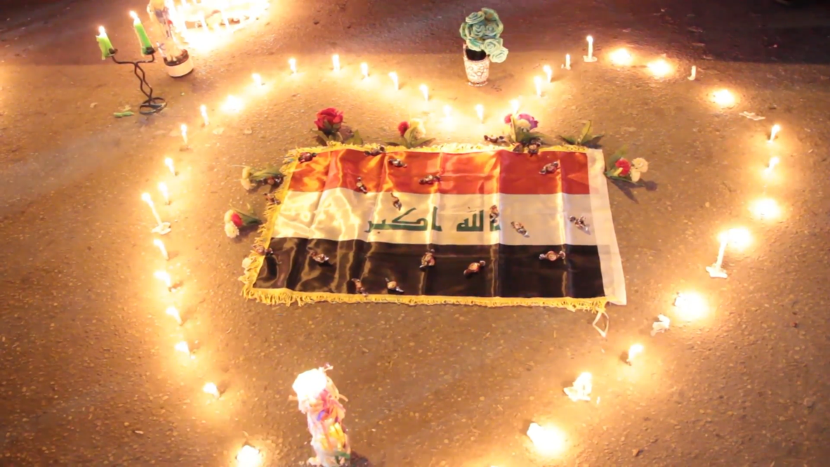 Iraq: Protesters set up makeshift memorial for demonstrators killed in crackdown