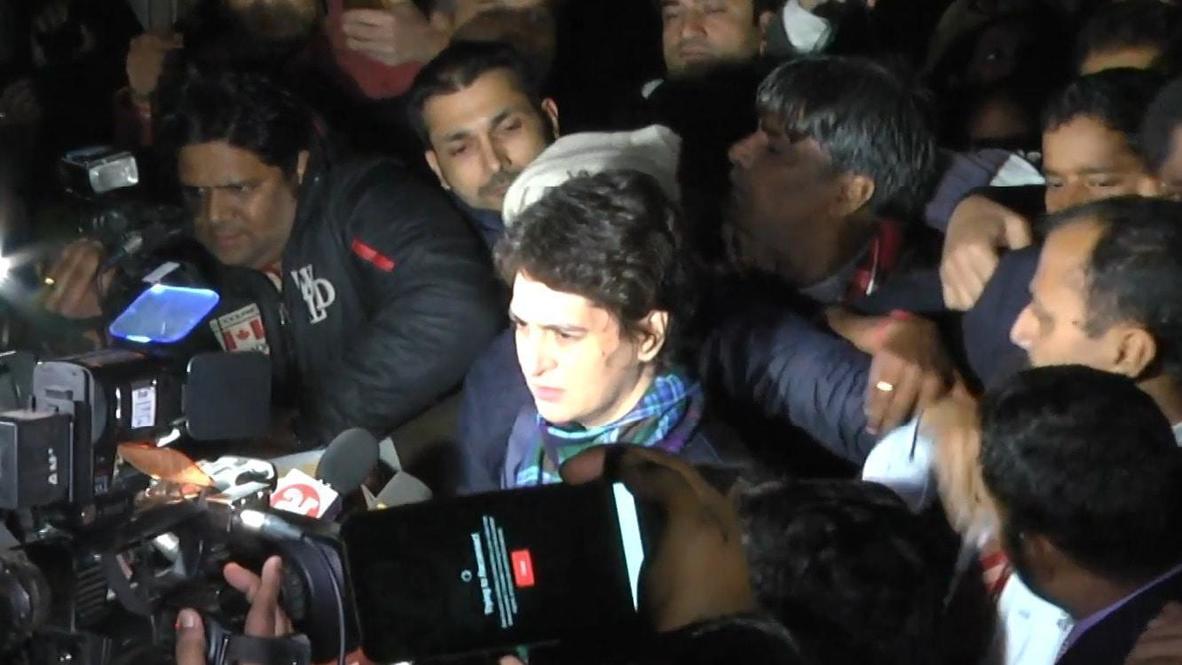 India: Priyanka Gandhi stages sit-in protest against police violence