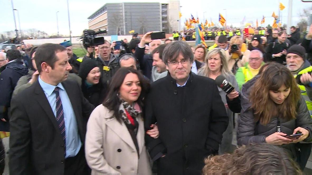 France: Wanted Catalan Puigdemont greeted by supporters as he takes MEP seat