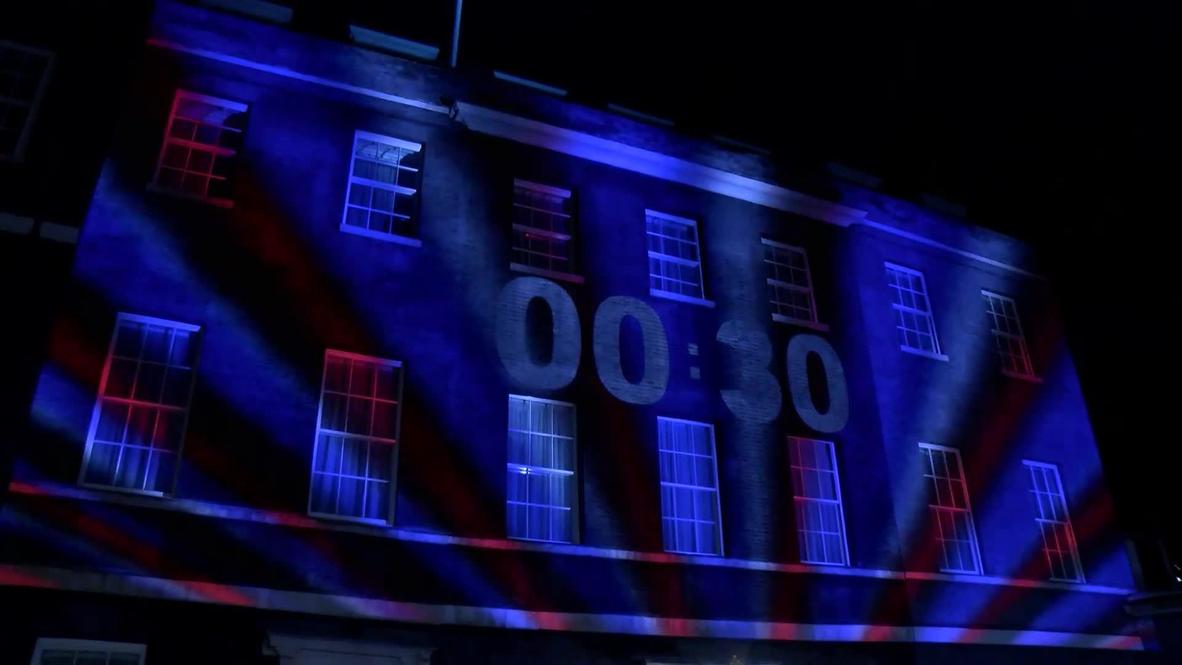 UK: Downing Street illuminated for Brexit countdown