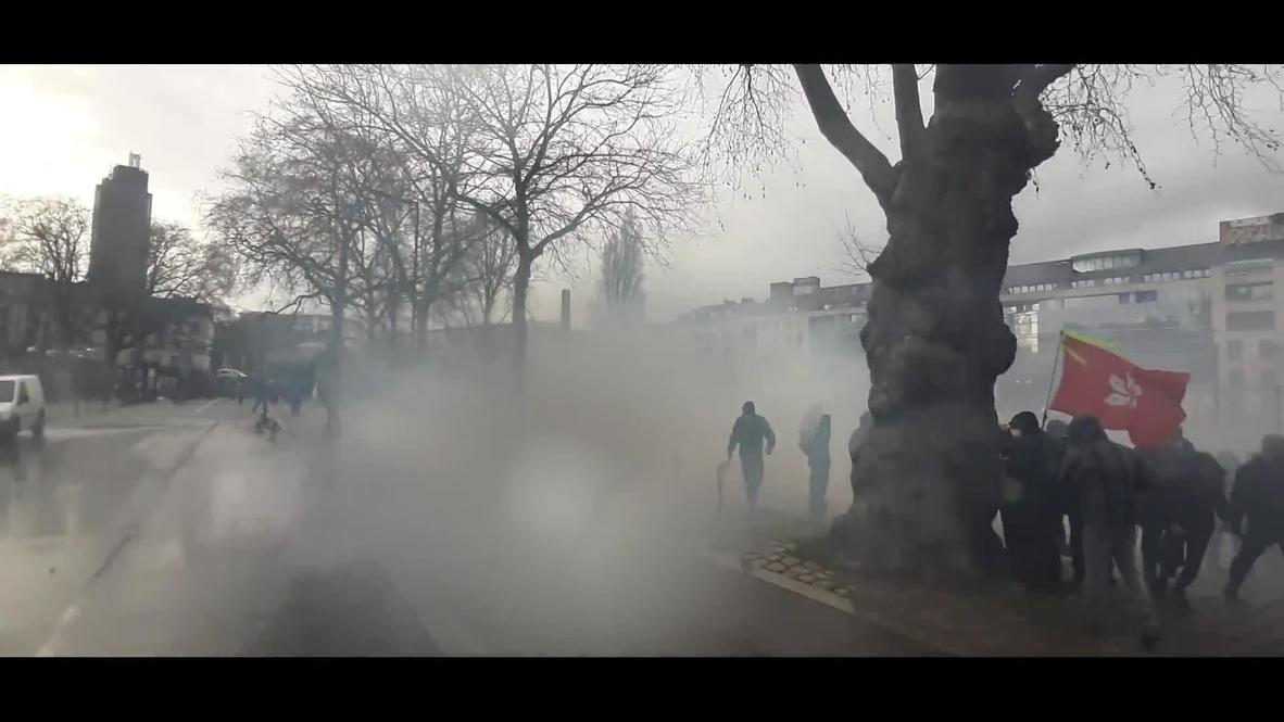 France: Police fire teargas and water cannons at anti-govt. protesters in Nantes