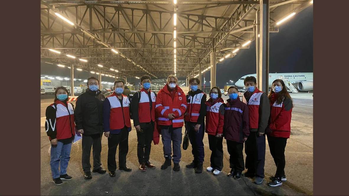 Italy: Chinese expert team arrives in Rome to help contain coronavirus *STILLS*