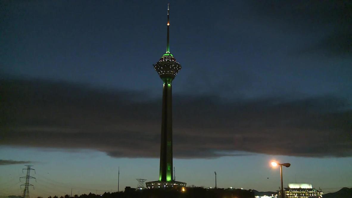 Iran: Tehran's Milad Tower goes green for health workers fighting COVID-19
