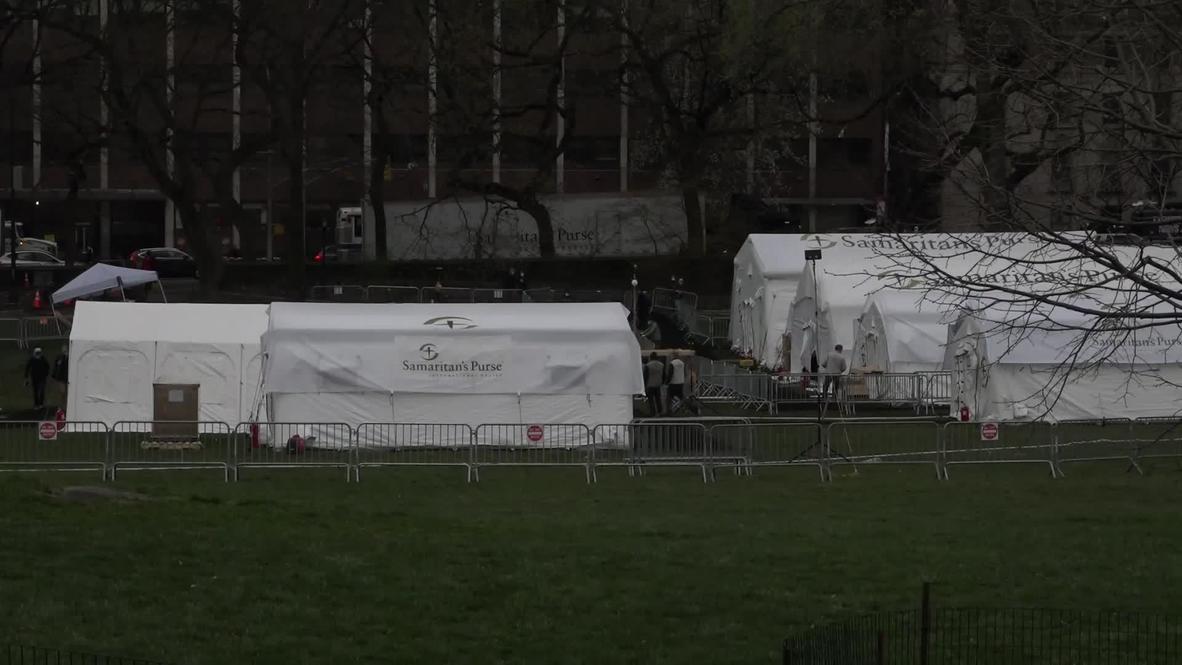 USA: Emergency field hospital in Central Park prepares to receive COVID-19 patients