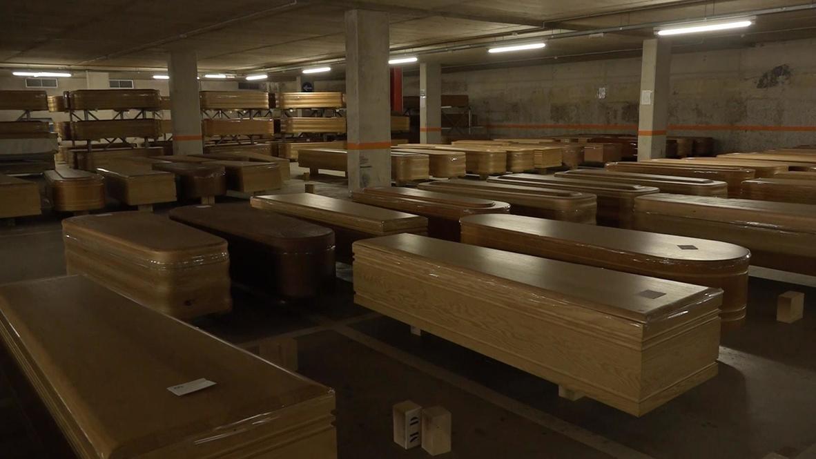 Spain: Car park converted into huge makeshift morgue as COVID-19 deaths surge