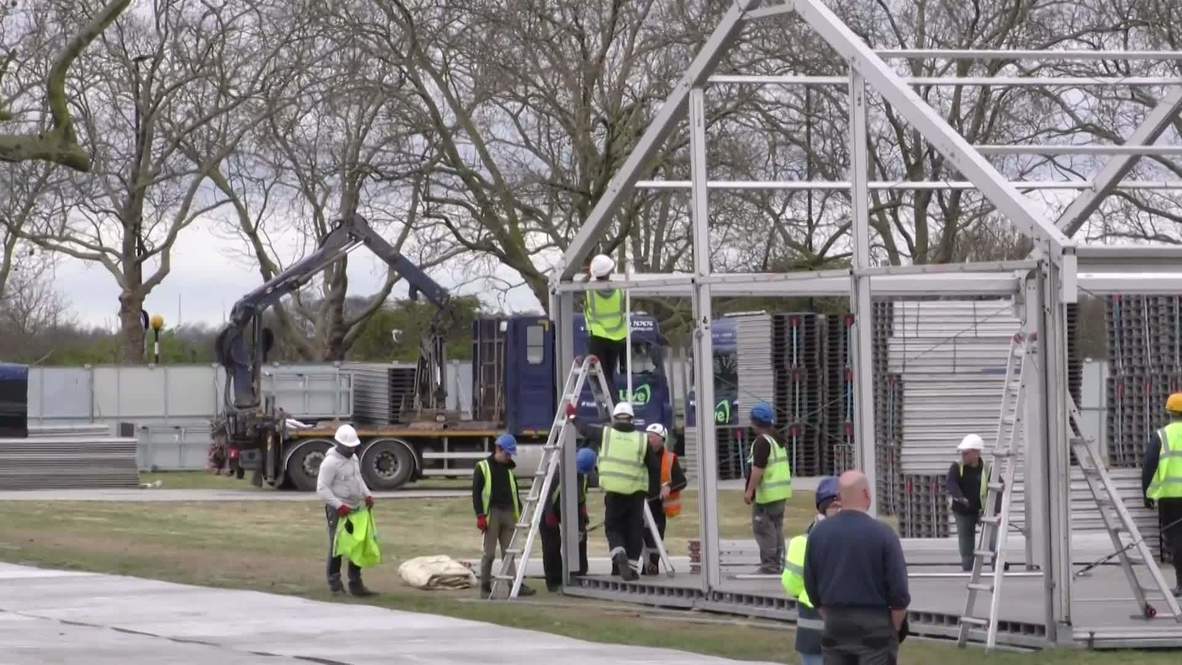 UK: Temporary mortuary under construction to meet expected surge in coronavirus deaths