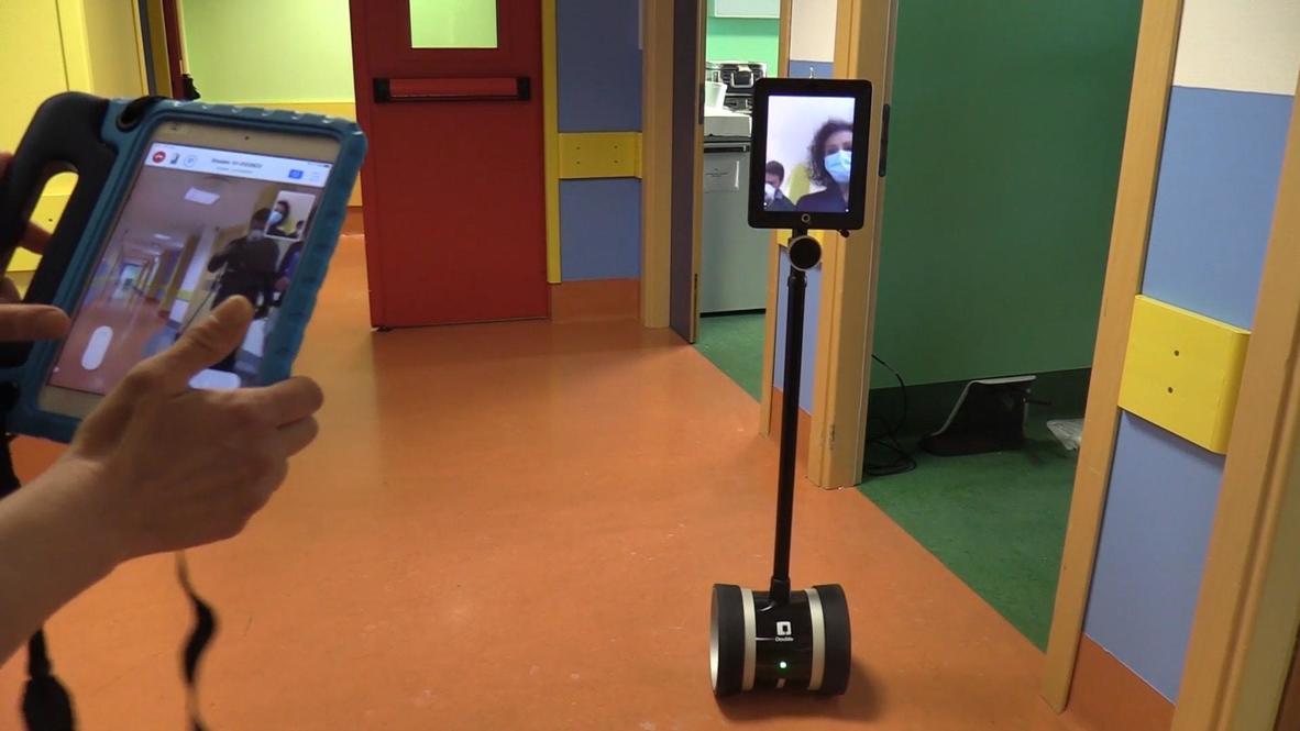 Italy: Robot helping Lombardy hospital health workers amid coronavirus emergency