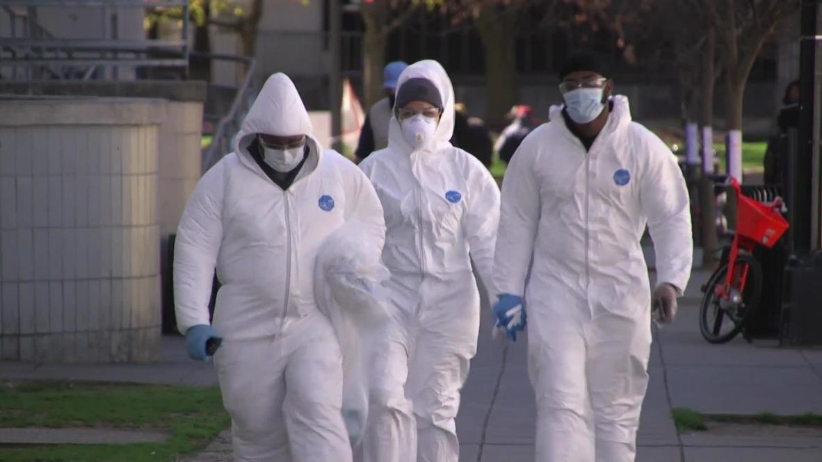 USA: Cleaning crew on COVID-19 frontline in Washington DC