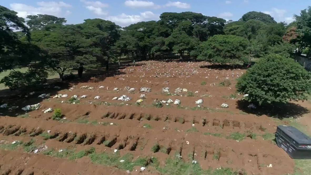 Brazil: Drone footage shows hundreds of graves dug in Sao Paulo cemetery amid coronavirus outbreak