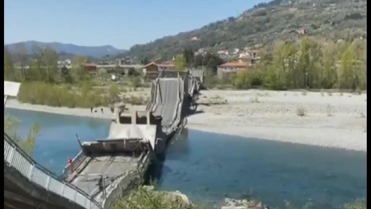 Italy: Two drivers injured as bridge collapses in town of Albiano Magra