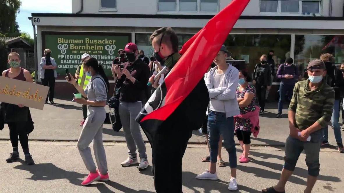 Germany: Asparagus farm workers protest poor living conditions near Bonn *PARTNER CONTENT*