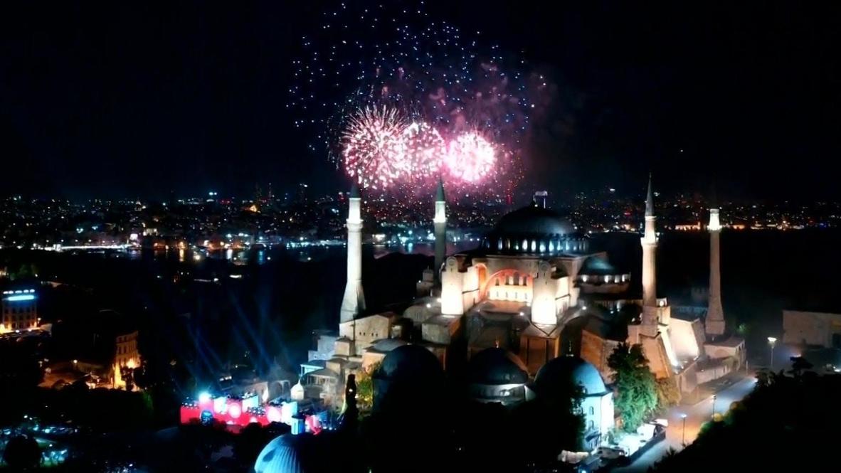 Turkey: Erdogan attends Hagia Sophia Quran recital via videolink on anniv. of Istanbul's conquest
