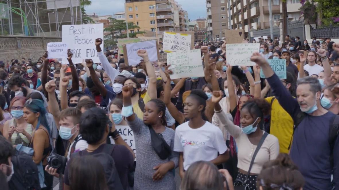Spain: Demonstrators demand justice for George Floyd in front of US Consulate in Barcelona