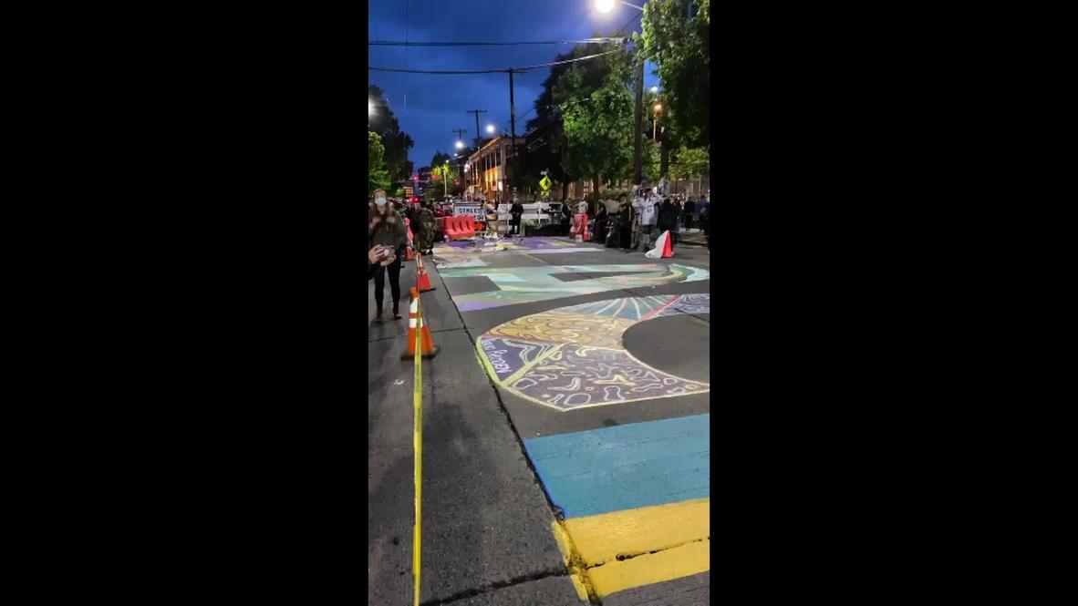 USA: Giant 'Black Lives Matter' mural marks Seattle's police-free 'Autonomous Zone'