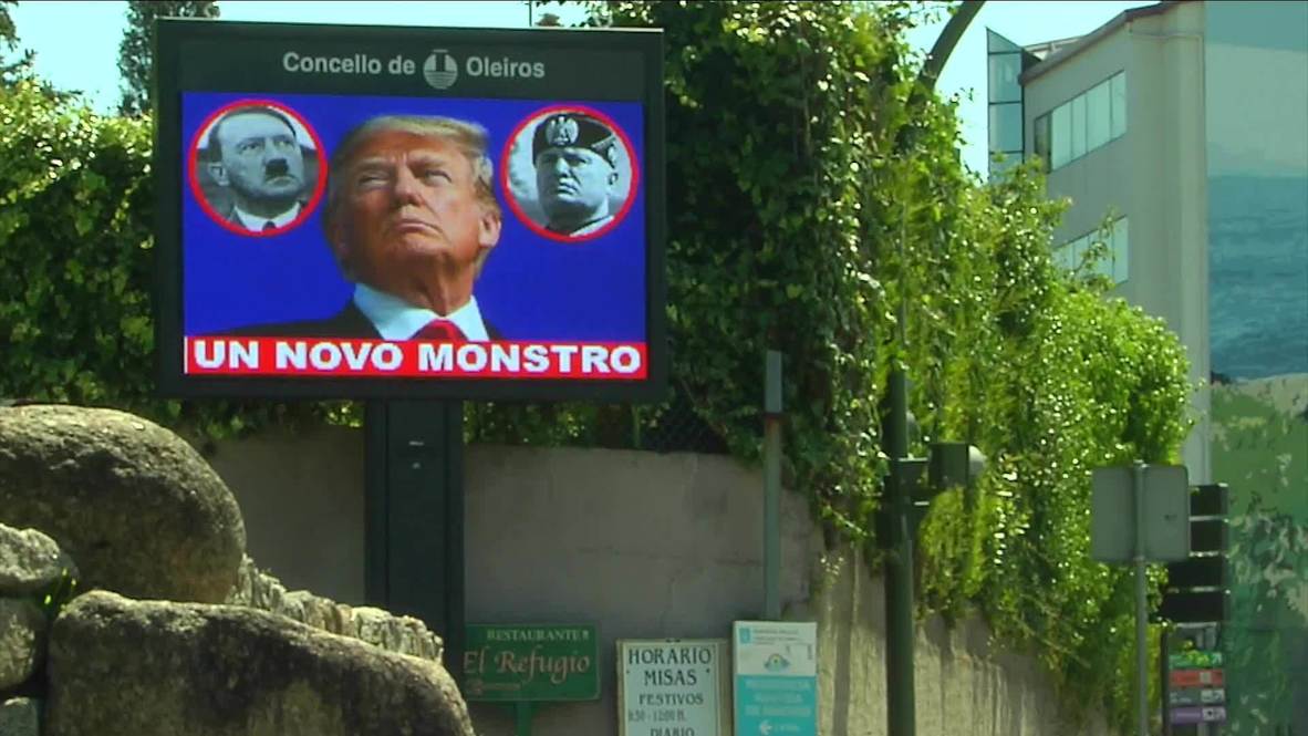Spain: Public billboards compare Trump to Hitler and Mussolini in ...