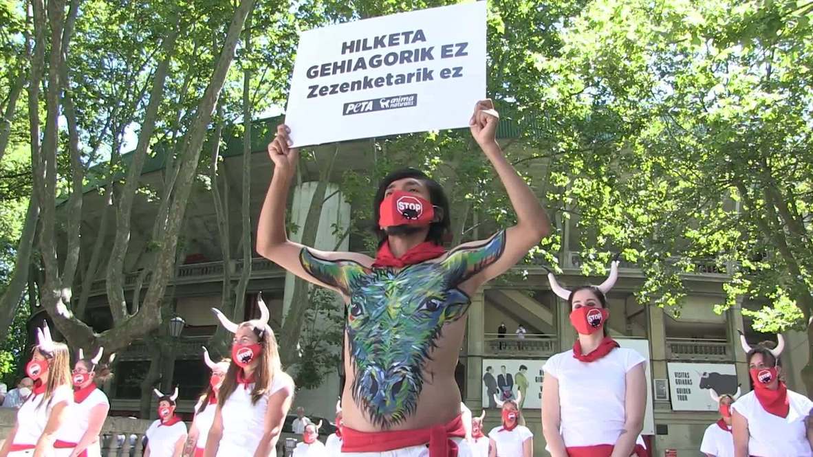 Spain: Animal rights protesters demand permanent end to bullfighting in Pamplona