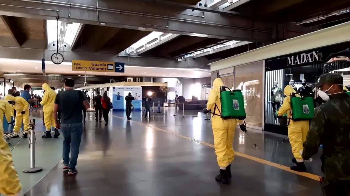 Brazil: Soldiers disinfect second largest bus terminal in the world amid worsening coronavirus situation