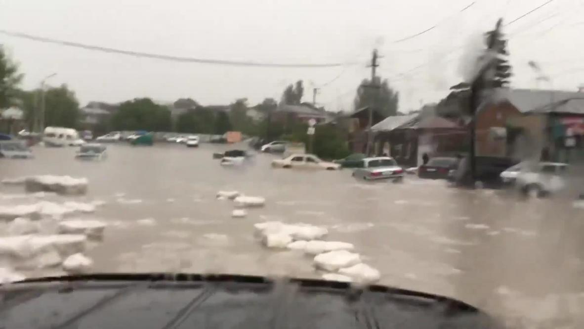 Armenia: Heavy rain, hailstorm lead to flooding in Gyumri