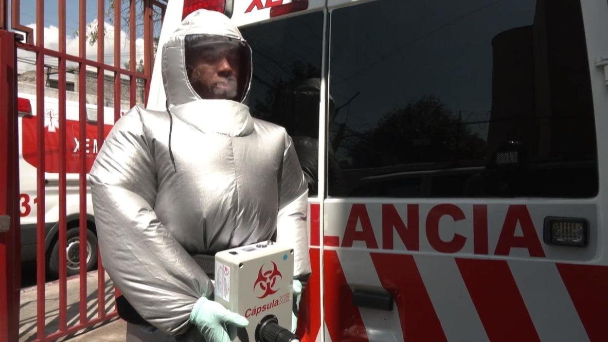 Mexican paramedics stay cool in inflatable COVID-19 protection suits