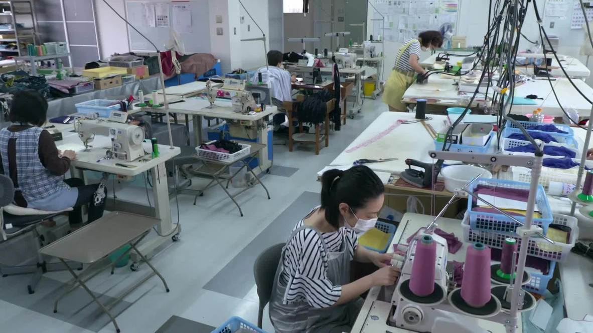 Japan: Kimono factory produces elegant face veil for hostesses