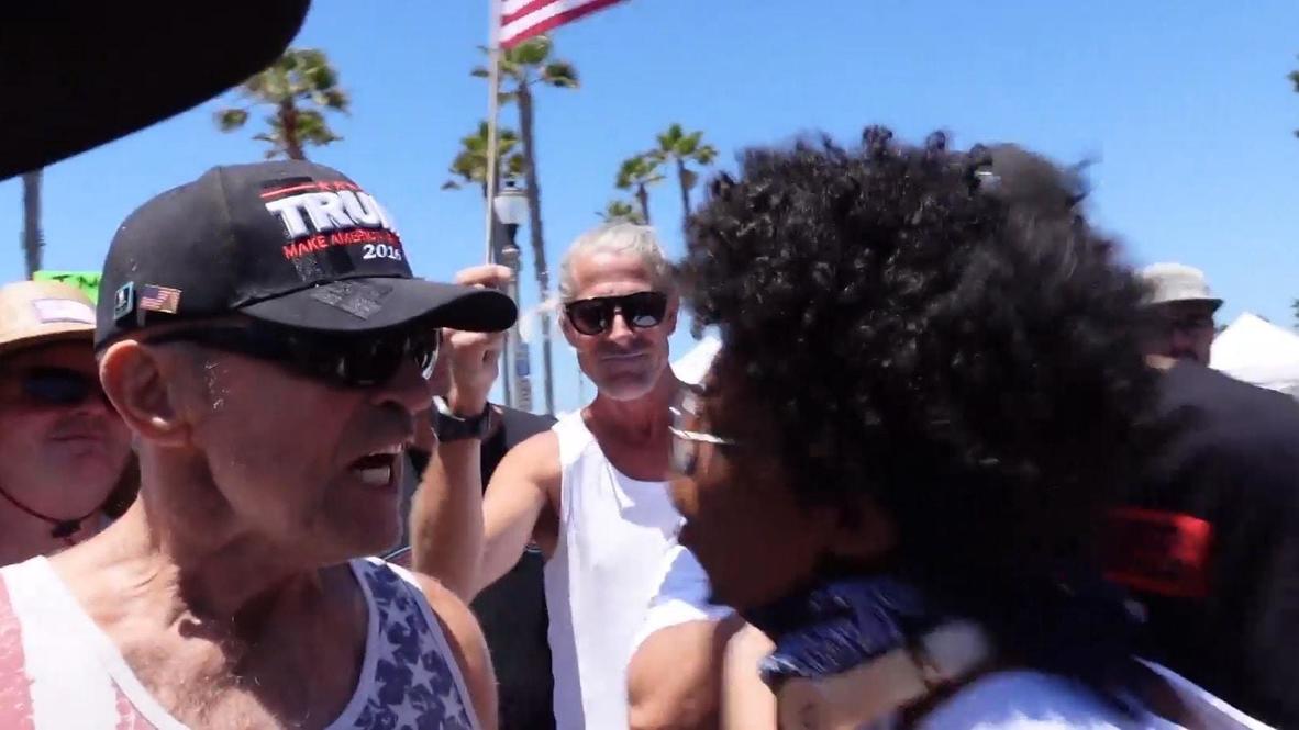 USA: Tensions run high between anti-lockdown and BLM protesters at California rally