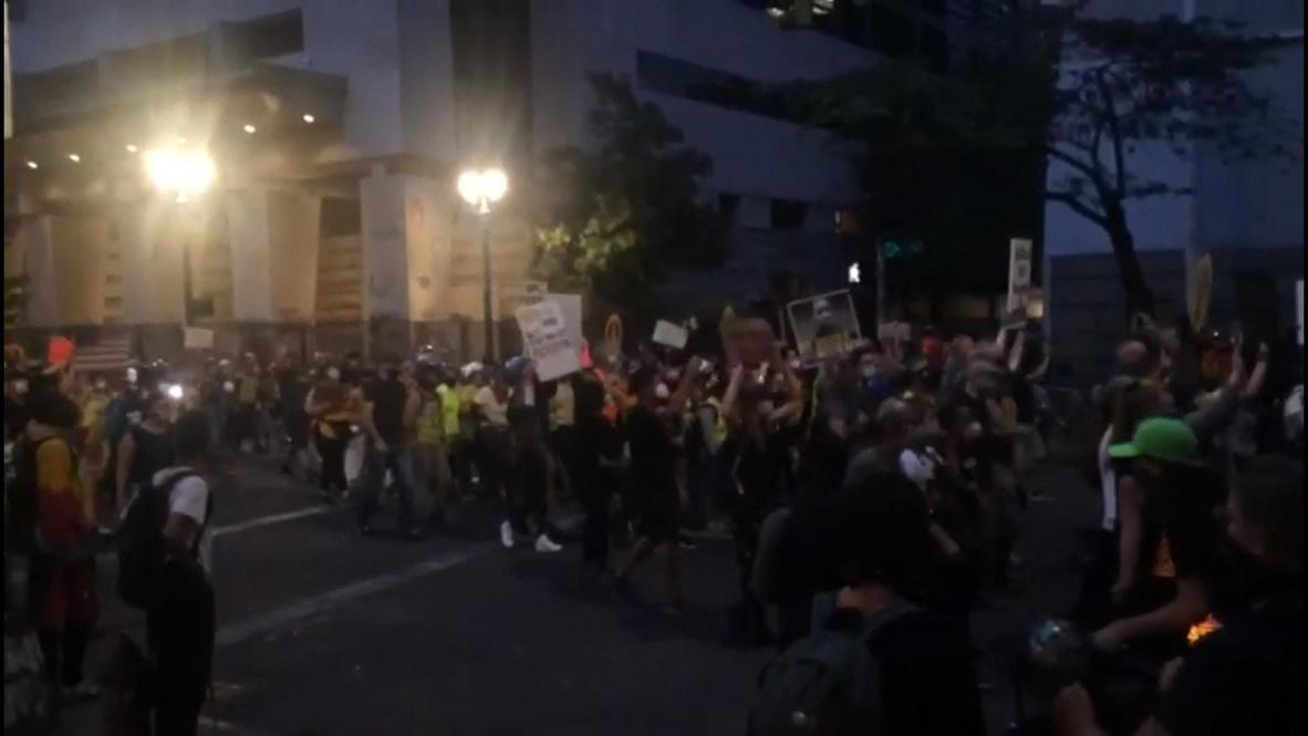USA: Black Lives Matter protesters rally in downtown Portland