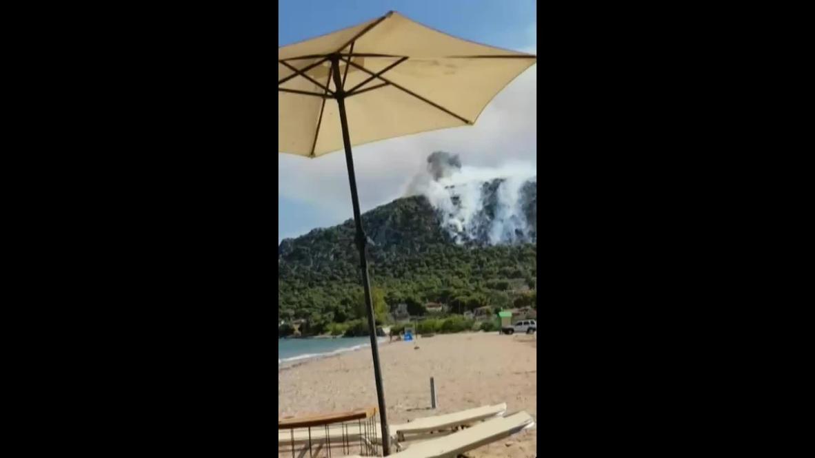 Greece: Rescue services battle wildfires in Kechries as thousands evacuated