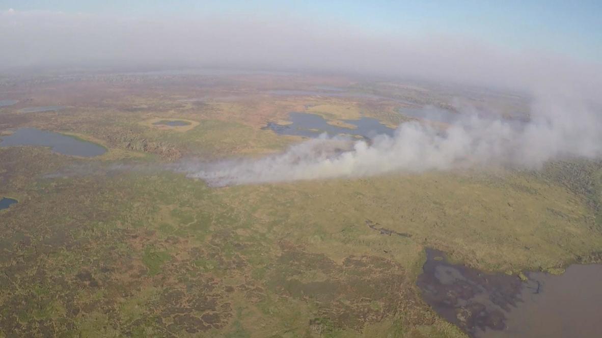 Brazil: Aerial footage shows smoke covering Pantanal wetlands as area registers over double last year's fires