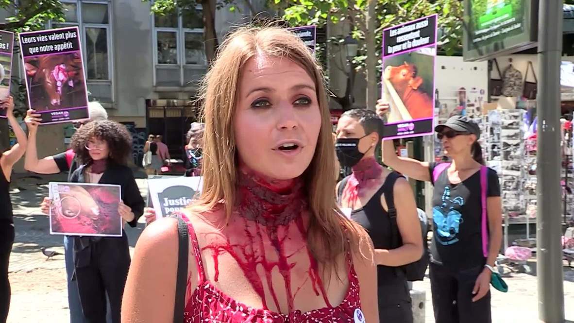 France: Activists with 'slit throats' denounce slaughtering of animals ahead of Eid al-Adha