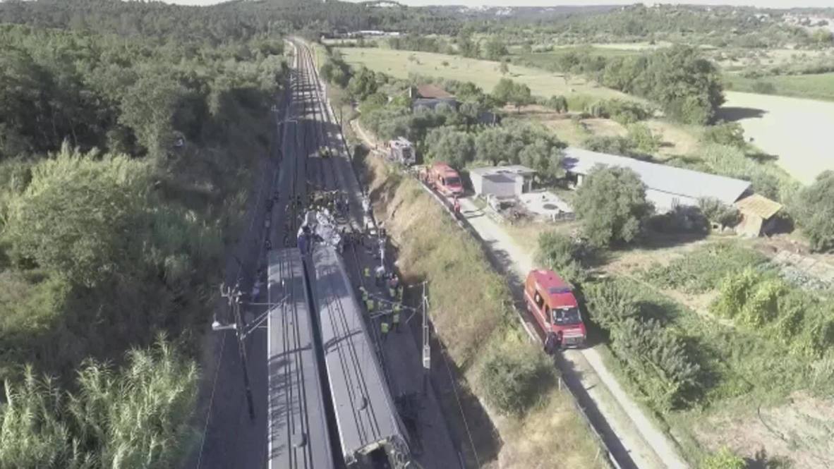 Portugal: Dos muertos y decenas de heridos tras accidente de tren de alta velocidad en Soure *IMÁGENES AÉREAS*