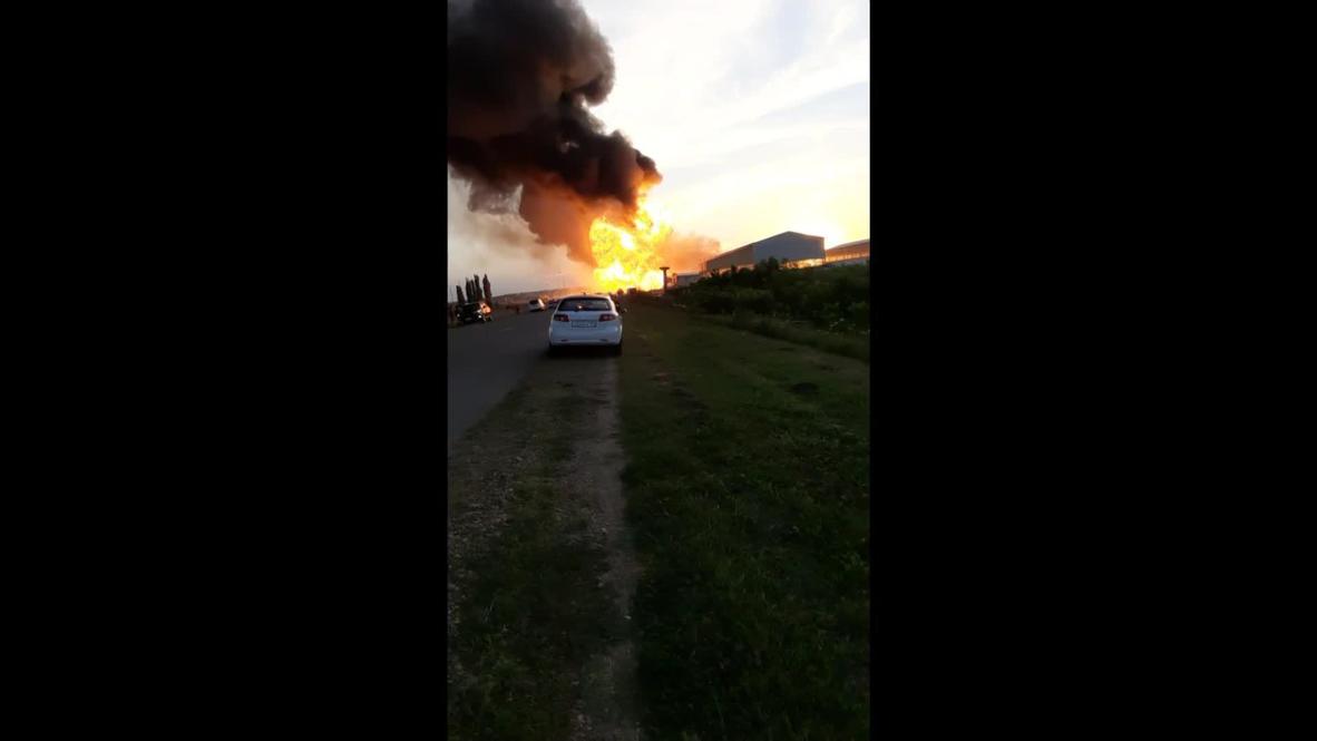 Россия: Момент взрыва на АЗС в Краснодарском крае попал на видео