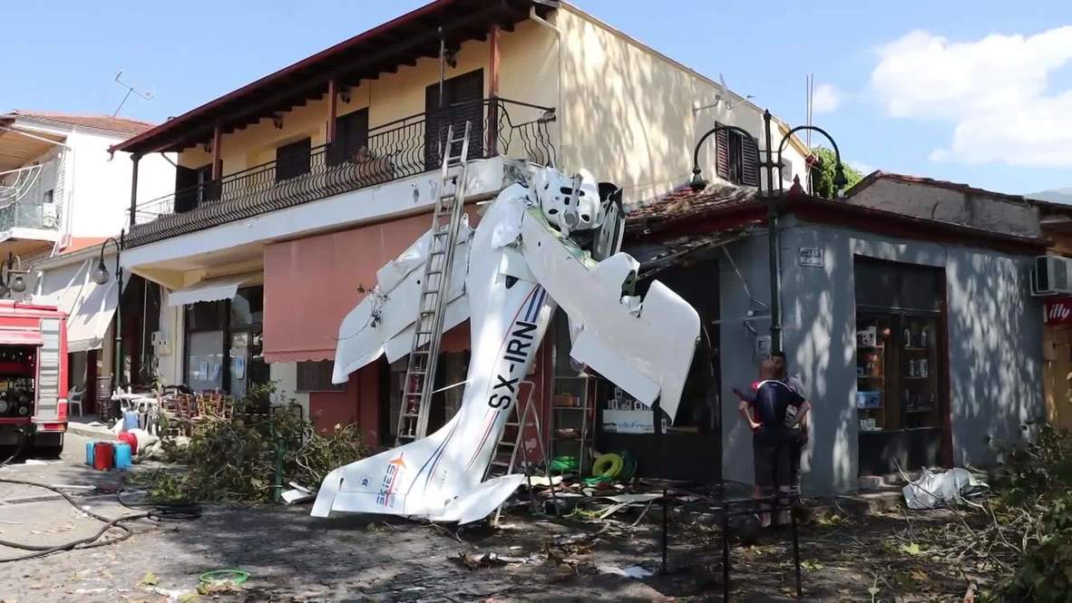 Greece: Pilot survives after small plane crashes into house in northern village