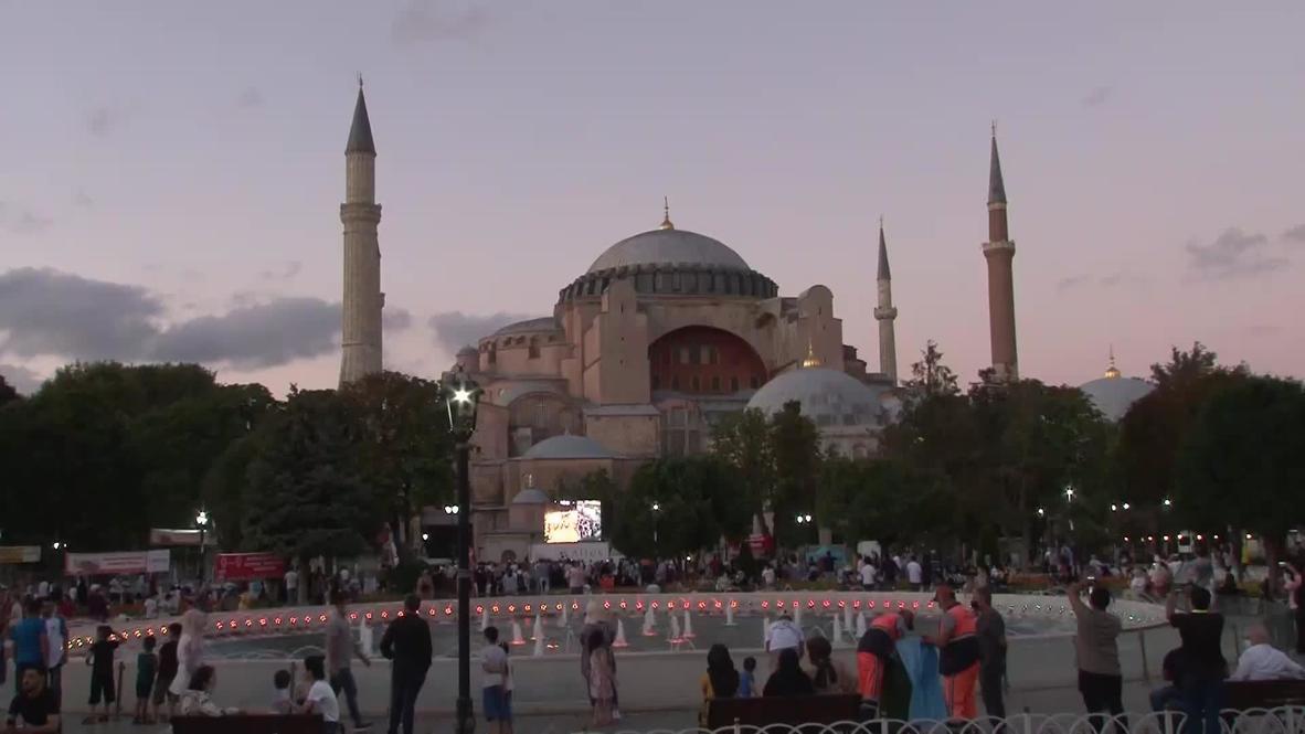 Turkey: Locals react to unfurling of Taliban flag inside Hagia Sophia