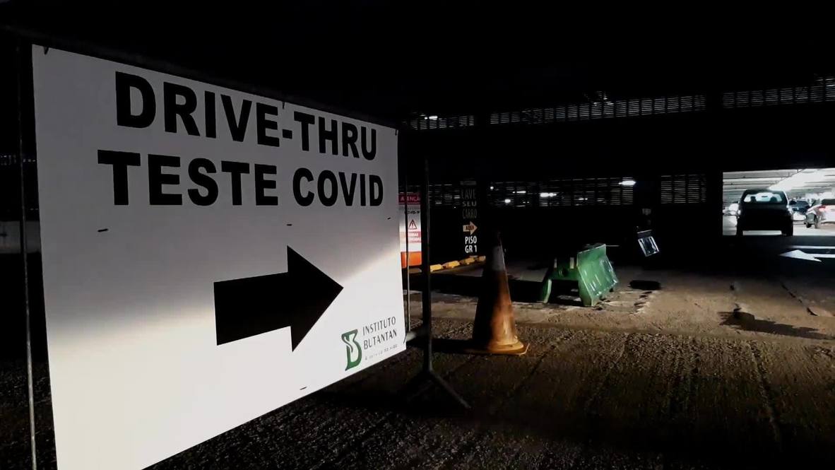 Brazil: Drivers queue from dawn at new Sao Paulo COVID-19 drive-thru testing site