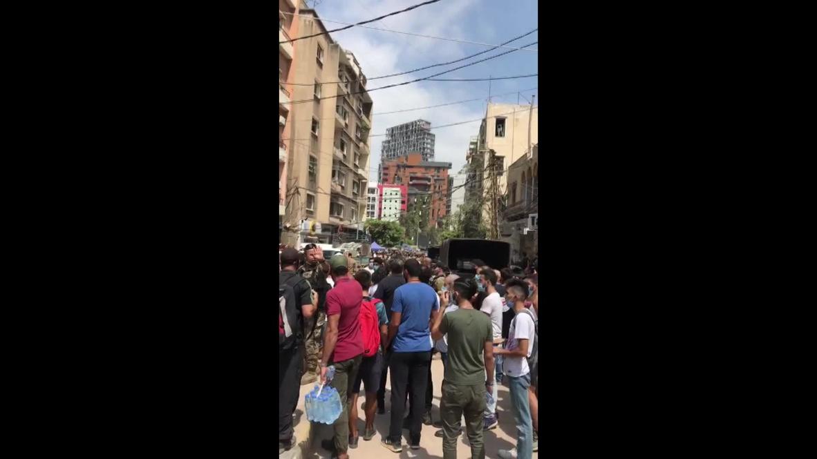 Lebanon: Presidential Guard berated by angry crowd during visit to Beirut's hard hit Gemmayzeh neighbourhood