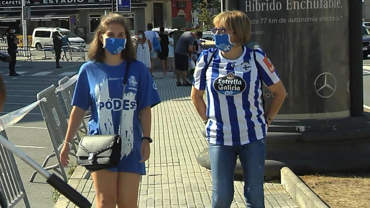 Spain: Deportivo fans gather outside stadium ahead of controversial game