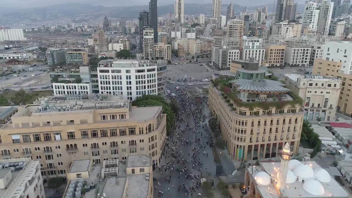 Lebanon: Drone footage shows Beirut streets ahead of protests