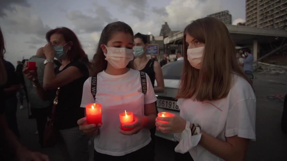 Lebanon: Beirut residents light candles in memory of port explosions victims